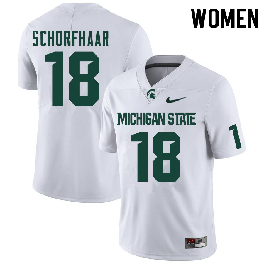 Women #18 Andrew Schorfhaar Michigan State Spartans College Football Jerseys Sale-White